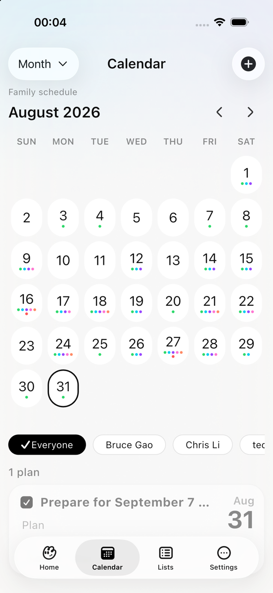LittleWeek AI shared family calendar
