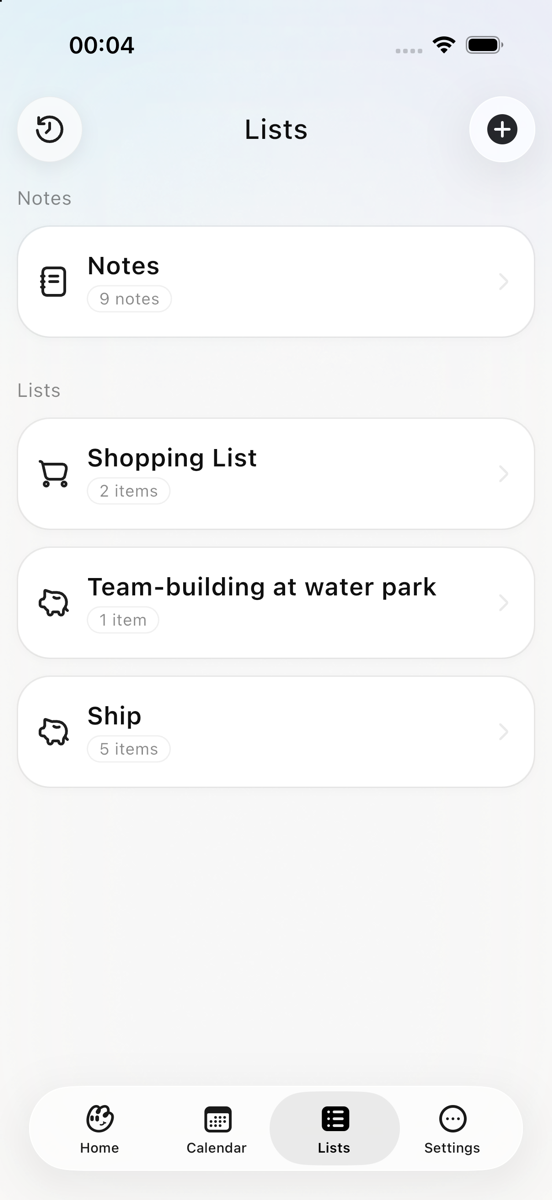 LittleWeek AI shared family lists